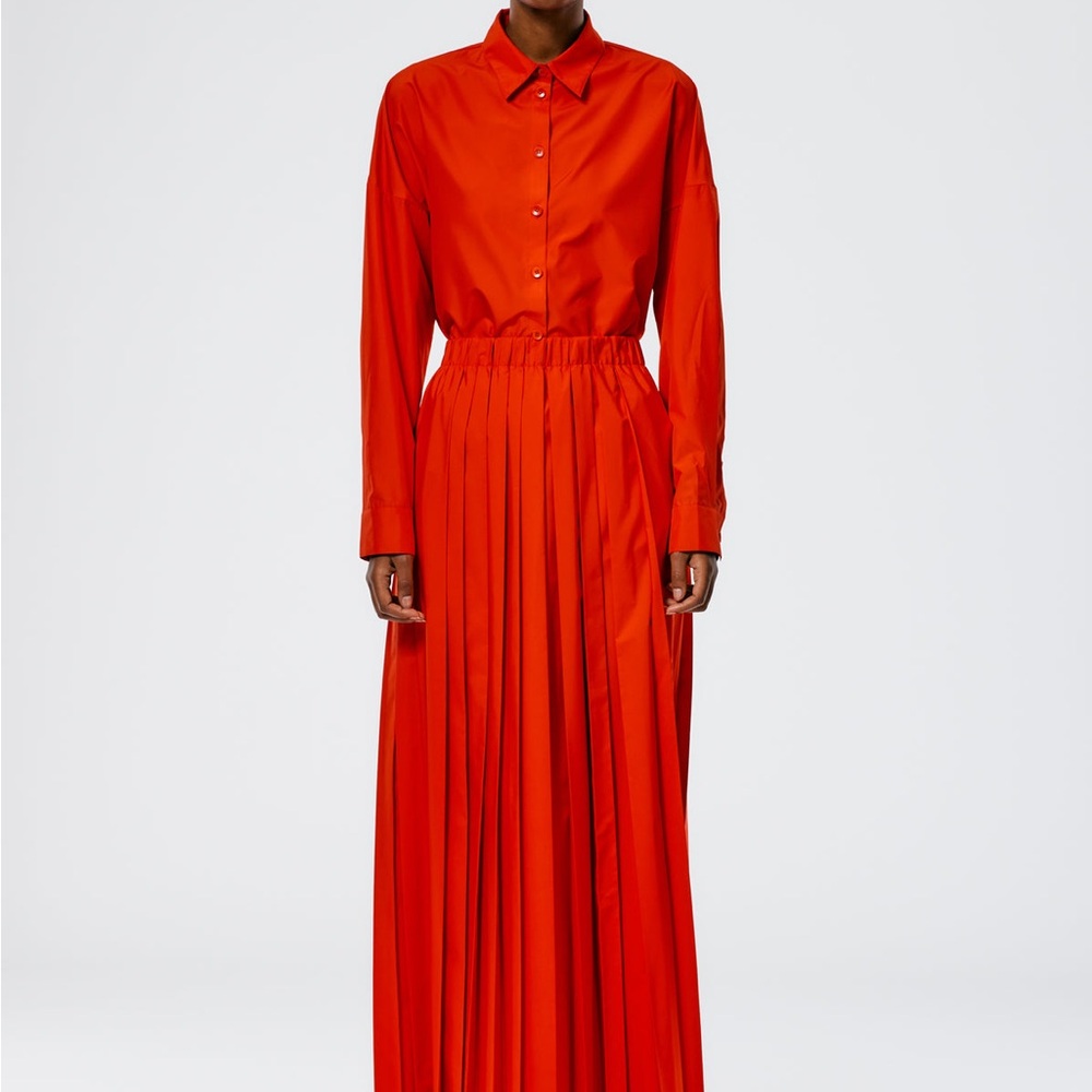Tibi Italian Sporty Nylon Pleated Pull On Maxi Skirt *sold out and rare*